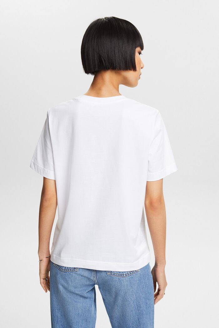 Bawełniany T-shirt z graficznym nadrukiem, WHITE, detail image number 2