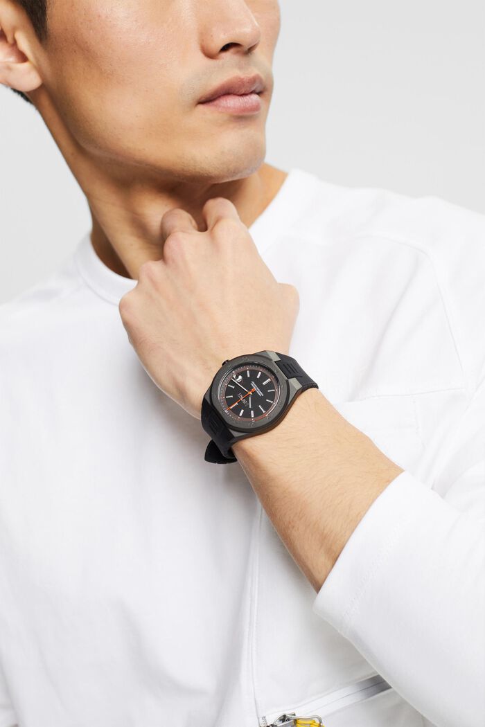 Zegarek z silikonowym paskiem, BLACK, detail image number 2