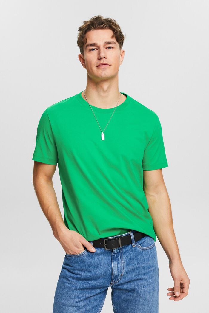 T-shirt z okrągłym dekoltem z dżerseju, NEW GREEN, detail image number 0