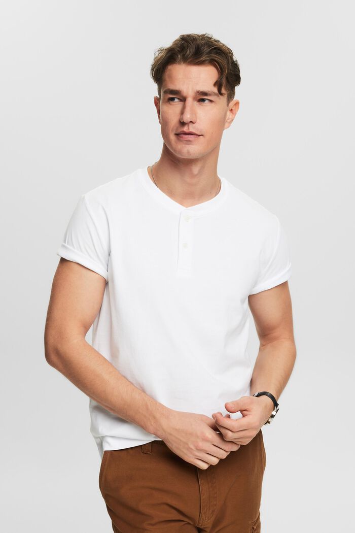 Dżersejowy T-shirt henley, WHITE, detail image number 0