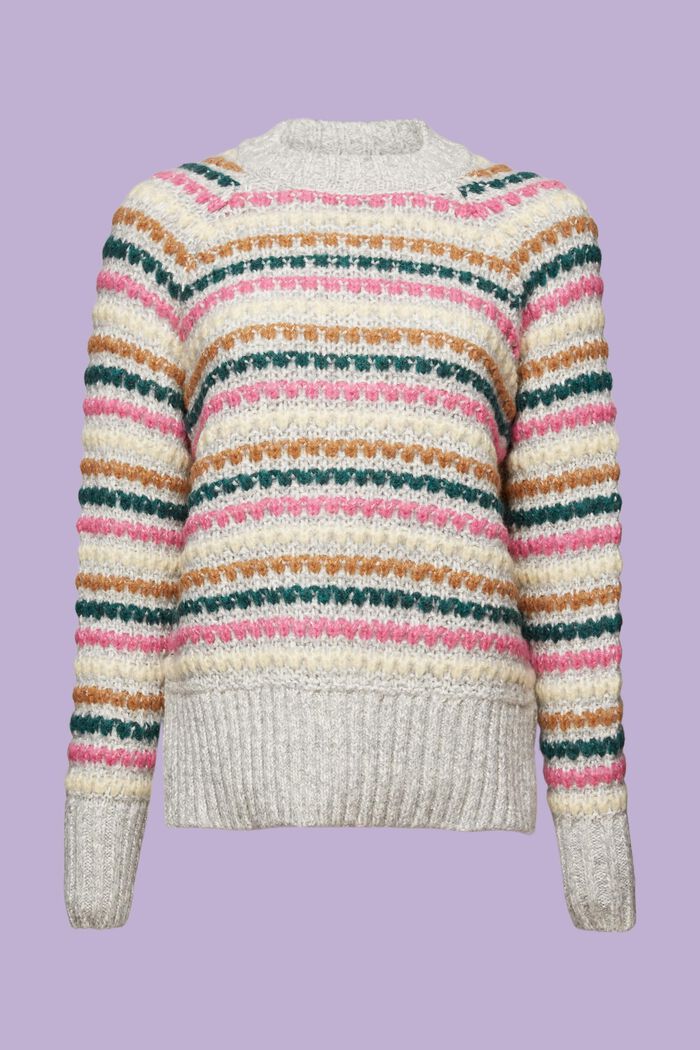 Sweter z mieszanki bawełny i wełny, LIGHT GREY, detail image number 6