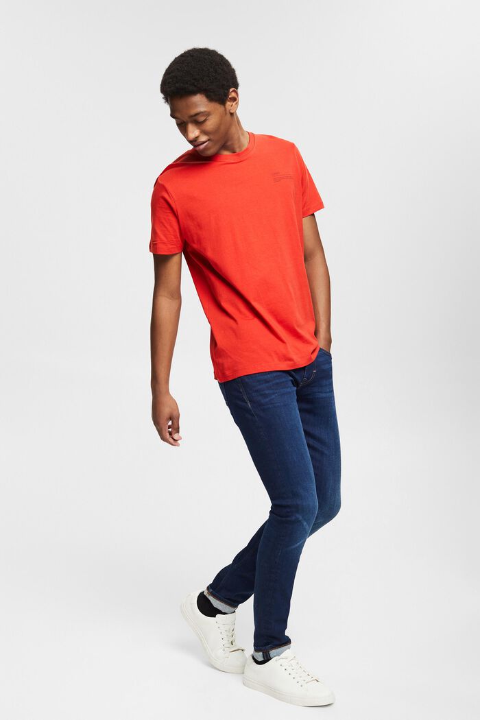 Dżersejowy T-shirt z nadrukiem, 100% bawełny ekologicznej, RED ORANGE, detail image number 5