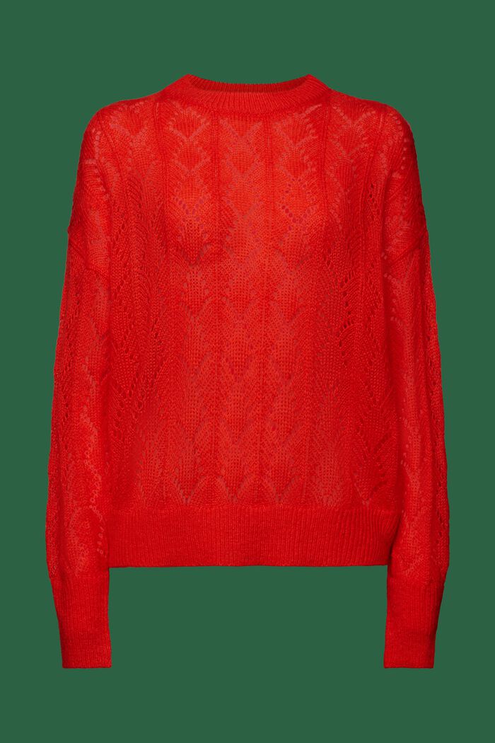 Sweter o luźnym splocie z mieszanki z wełną, RED, detail image number 6