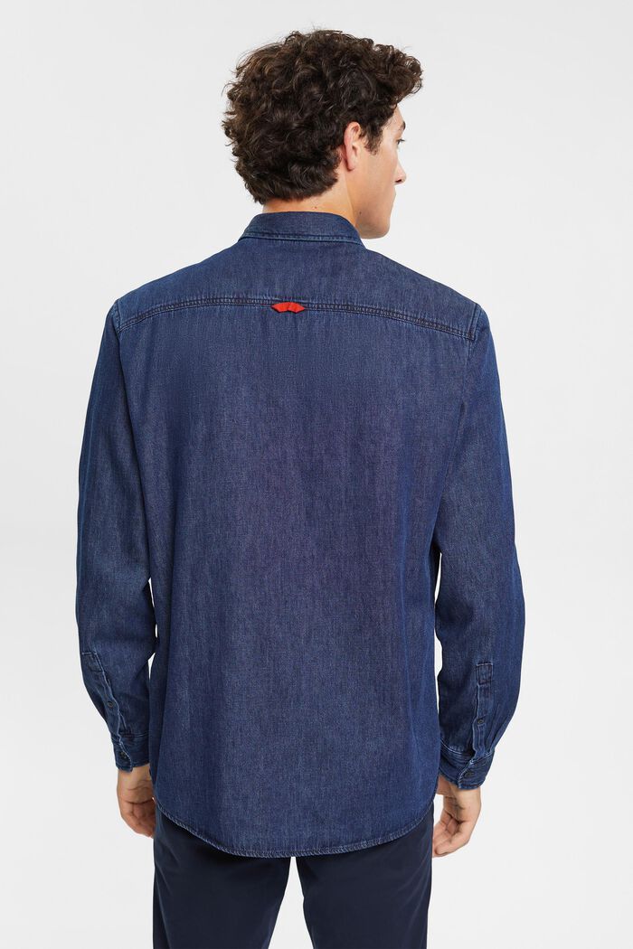 Dżinsowa koszula z naszytymi kieszeniami, BLUE DARK WASHED, detail image number 3
