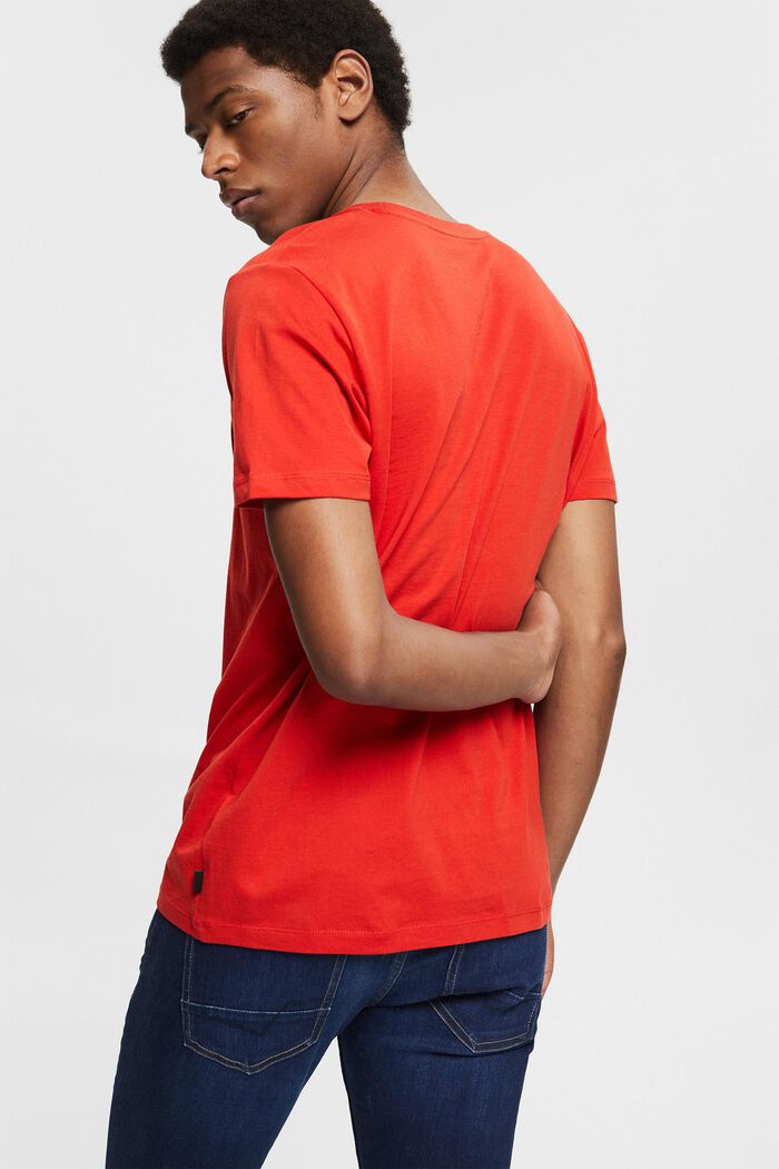 Dżersejowy T-shirt z nadrukiem, 100% bawełny ekologicznej, RED ORANGE, detail image number 3