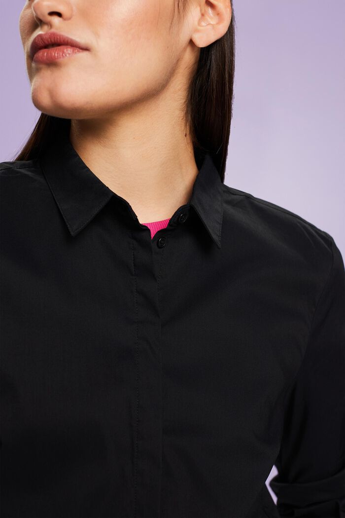 Bluzka koszulowa z popeliny, BLACK, detail image number 3