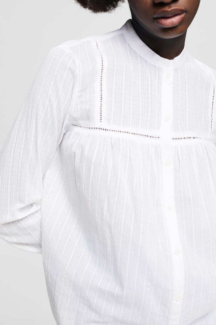 Koszulowa bluzka ze 100% bawełny, WHITE, detail image number 2