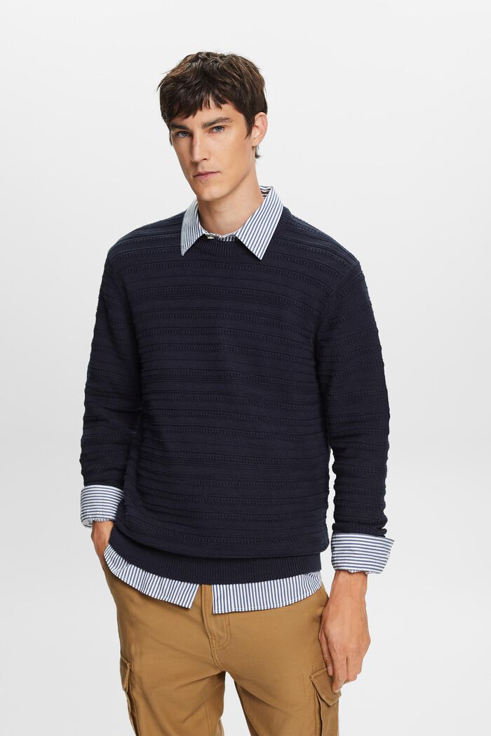 Fakturalny sweter z bawełny, NAVY, detail image number 2
