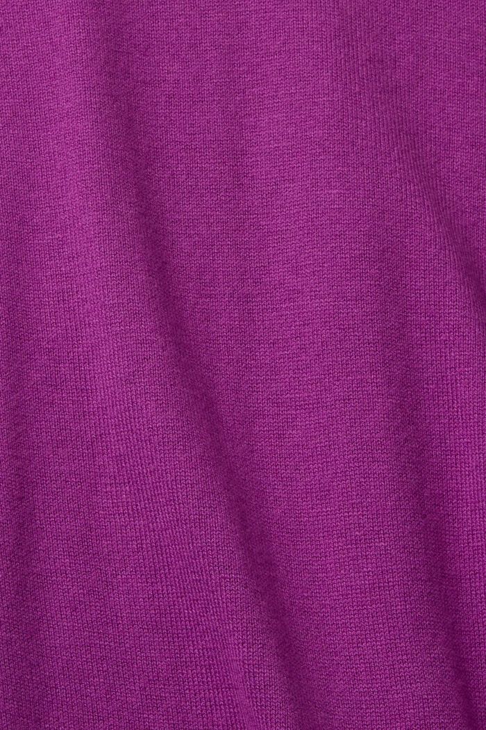 Sweter basic w dekoltem serek, mieszanka bawełniana, VIOLET, detail image number 1