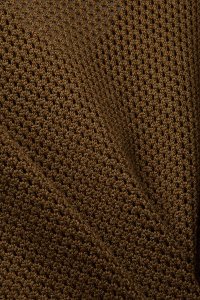 Sweter z dzianiny o grubym splocie z dekoltem w serek, KHAKI GREEN, detail image number 4
