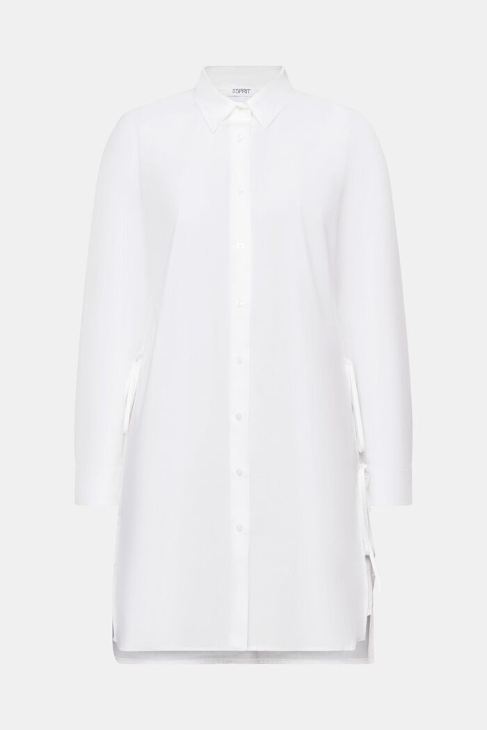 Sukienka koszulowa z popeliny z wiązaniem, WHITE, detail image number 6