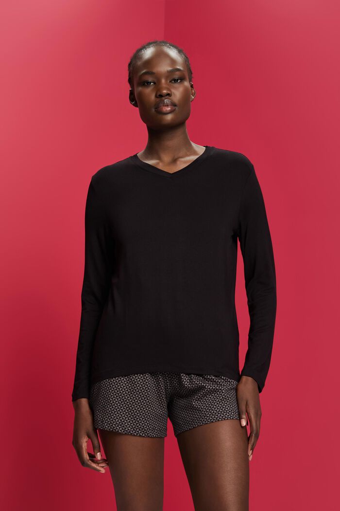 Koszulka od piżamy z LENZING™ ECOVERO™, BLACK, detail image number 0