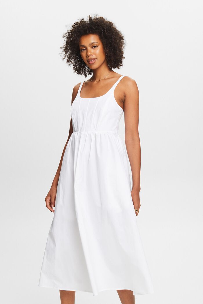 Sukienka midi z popeliny z usztywnieniem, WHITE, detail image number 0