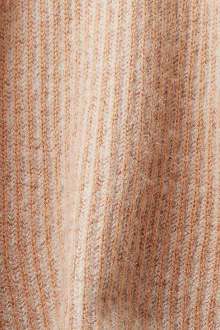 Dwukolorowy sweter z wełną z alpaki, LIGHT BEIGE, detail image number 5