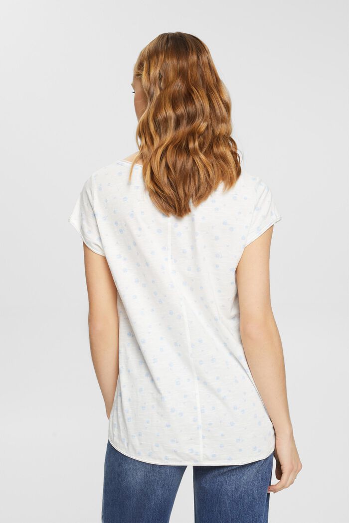 Kwiecisty T-shirt z zawiniętymi krawędziami, OFF WHITE, detail image number 3