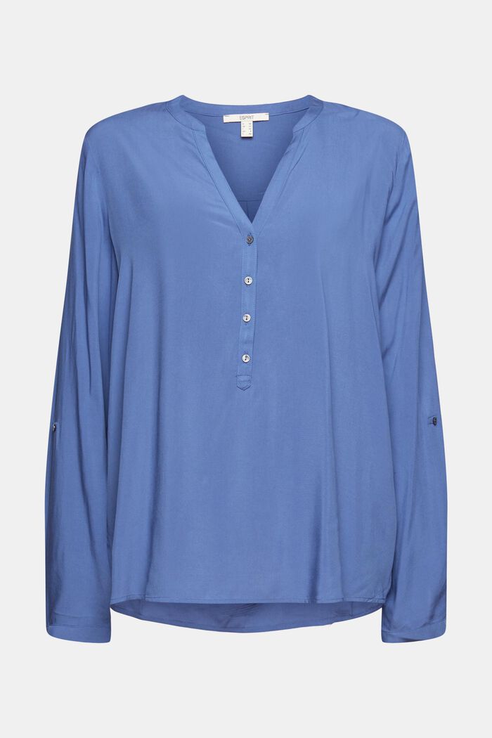 Bluzka henley z wiskozy LENZING™ ECOVERO™, BLUE LAVENDER, overview