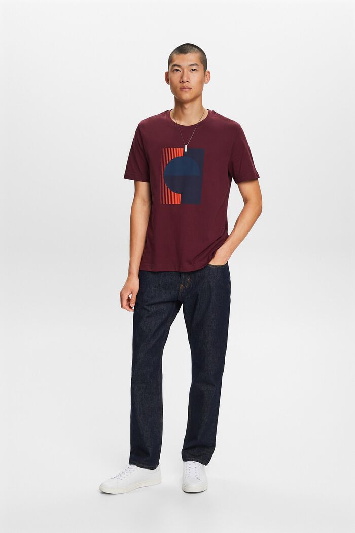 T-shirt z dżerseju z nadrukiem, 100% bawełna, AUBERGINE, detail image number 0