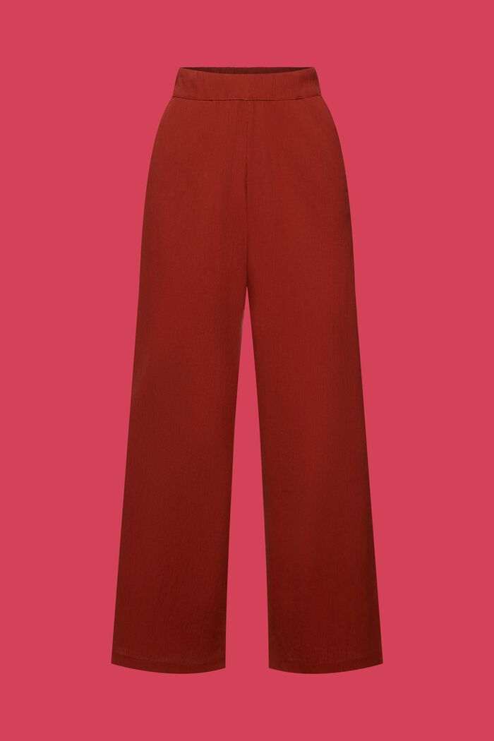 Marszczone spodnie na gumce z szerokimi nogawkami, TERRACOTTA, detail image number 7