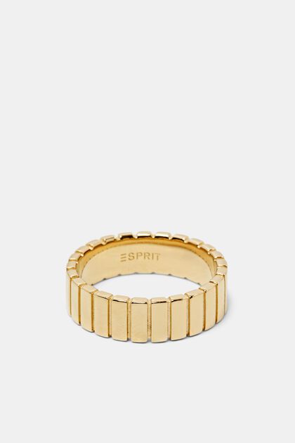 Prążkowany pierścionek w kolorze złota, srebro sterling