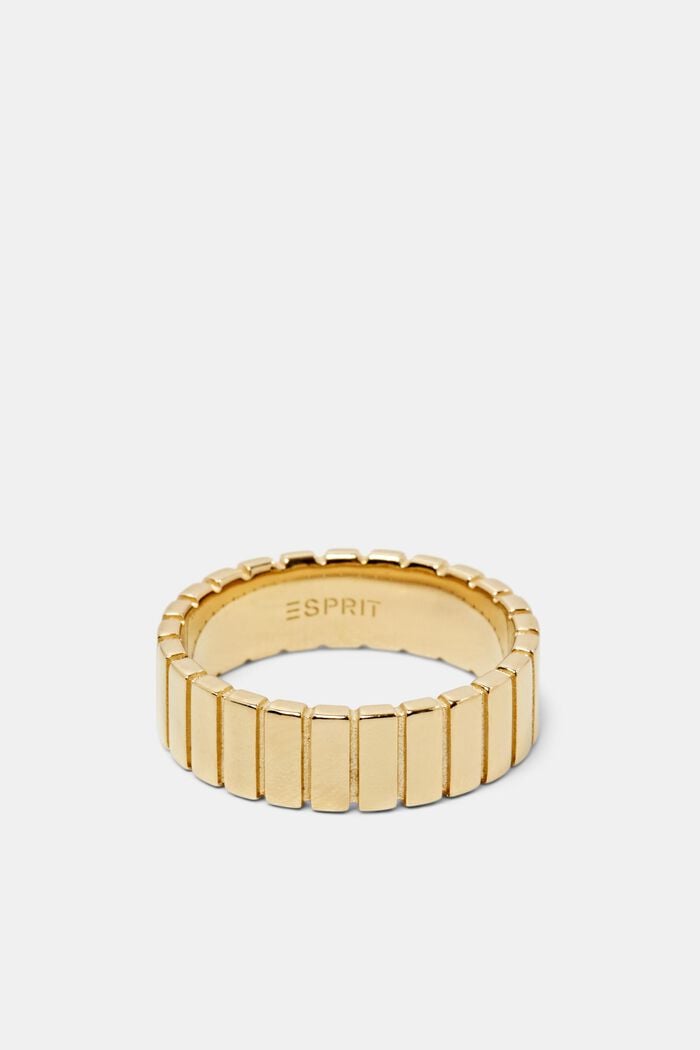 Prążkowany pierścionek w kolorze złota, srebro sterling, GOLD, detail image number 0