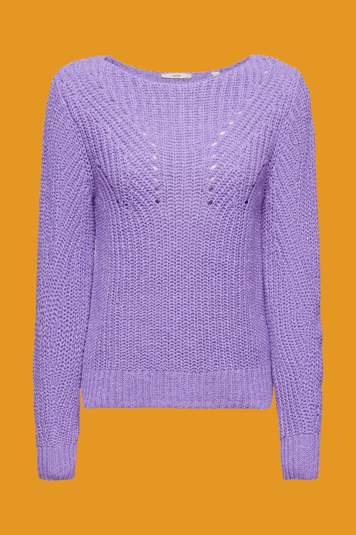 Sweter z dzianiny o luźnym splocie, PURPLE, detail image number 5