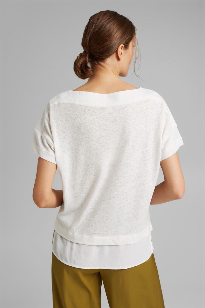 Z lnem: warstwowy T-shirt, OFF WHITE, detail image number 3