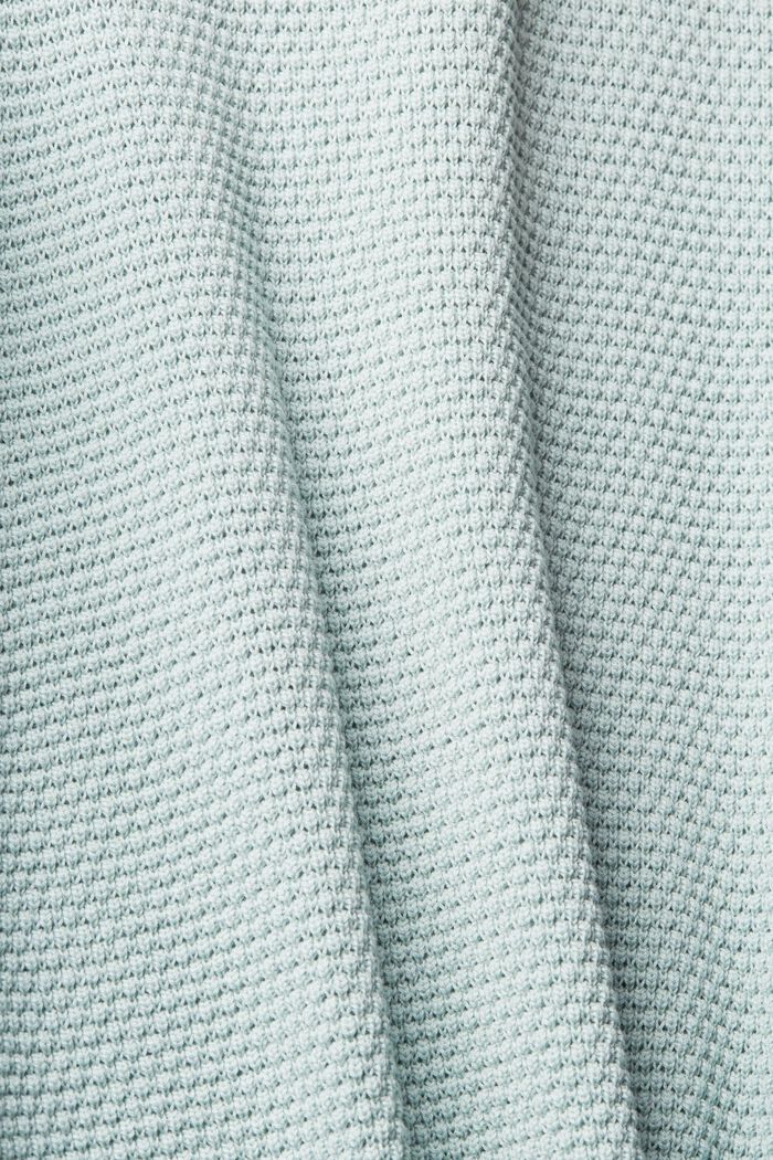 Fakturowany sweter z półgolfem, mieszanka bawełniana, LIGHT AQUA GREEN, detail image number 4
