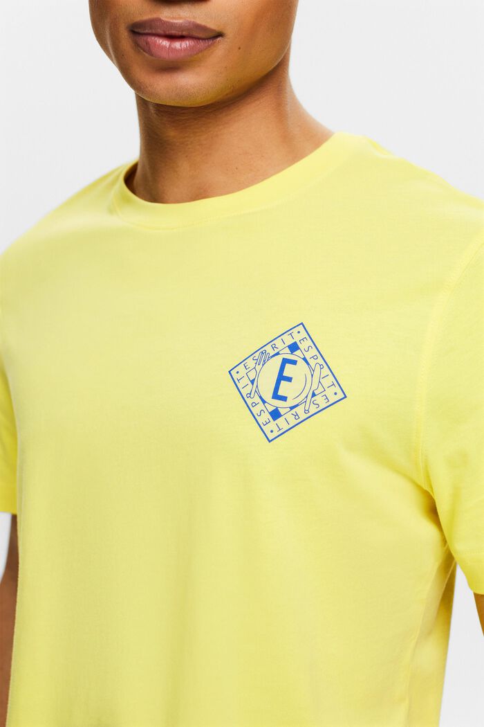 Logowany T-shirt z bawełnianego dżerseju, PASTEL YELLOW, detail image number 3