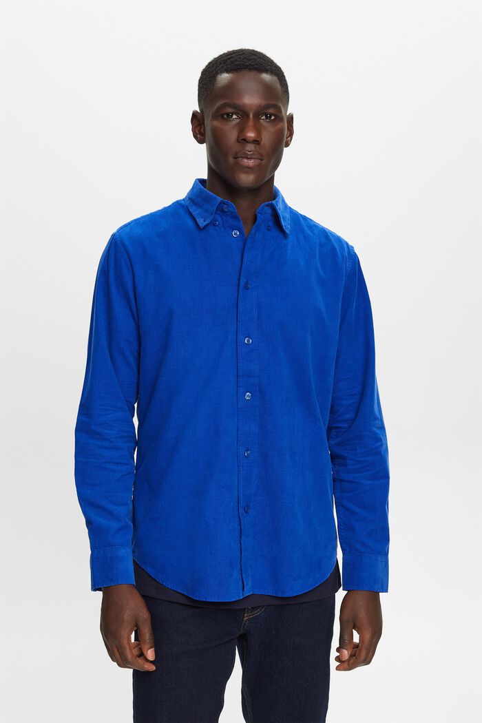Sztruksowa koszula, 100% bawełny, BRIGHT BLUE, detail image number 0