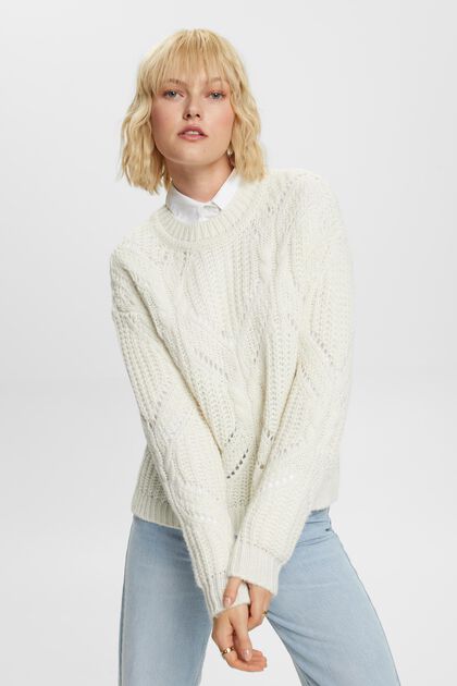 Sweter o luźnym splocie z mieszanki z wełną