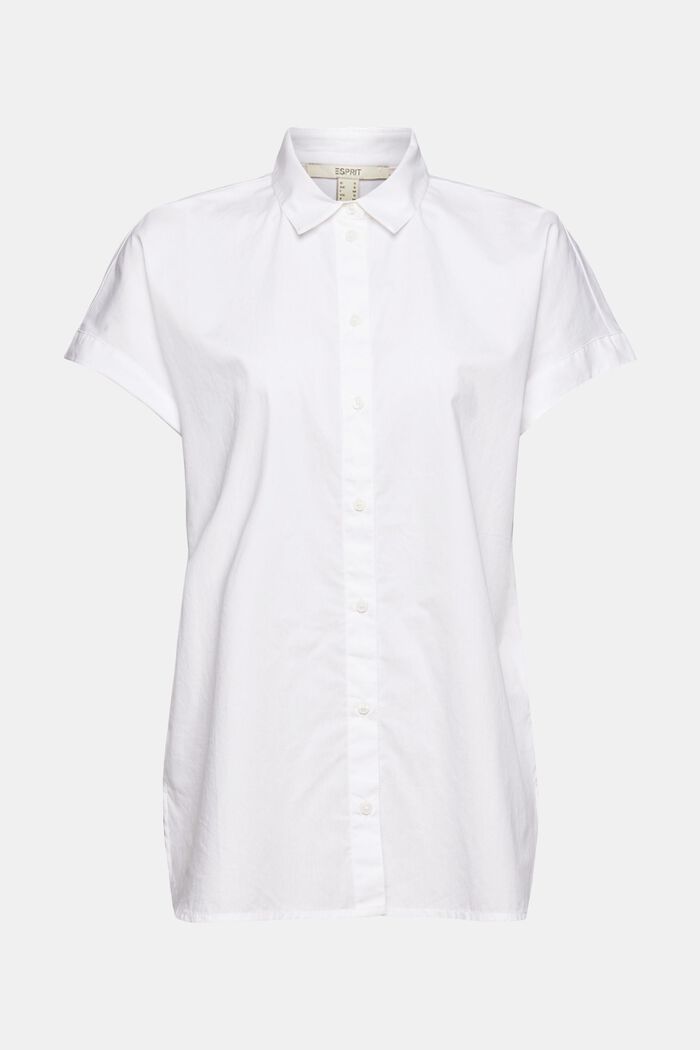 Koszulowa bluzka ze 100% bawełny, WHITE, overview