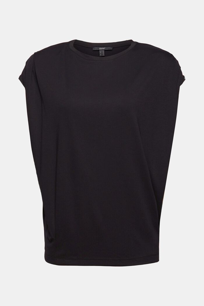 T-shirt z poduszkami na ramionach, LENZING™ ECOVERO™, BLACK, detail image number 0