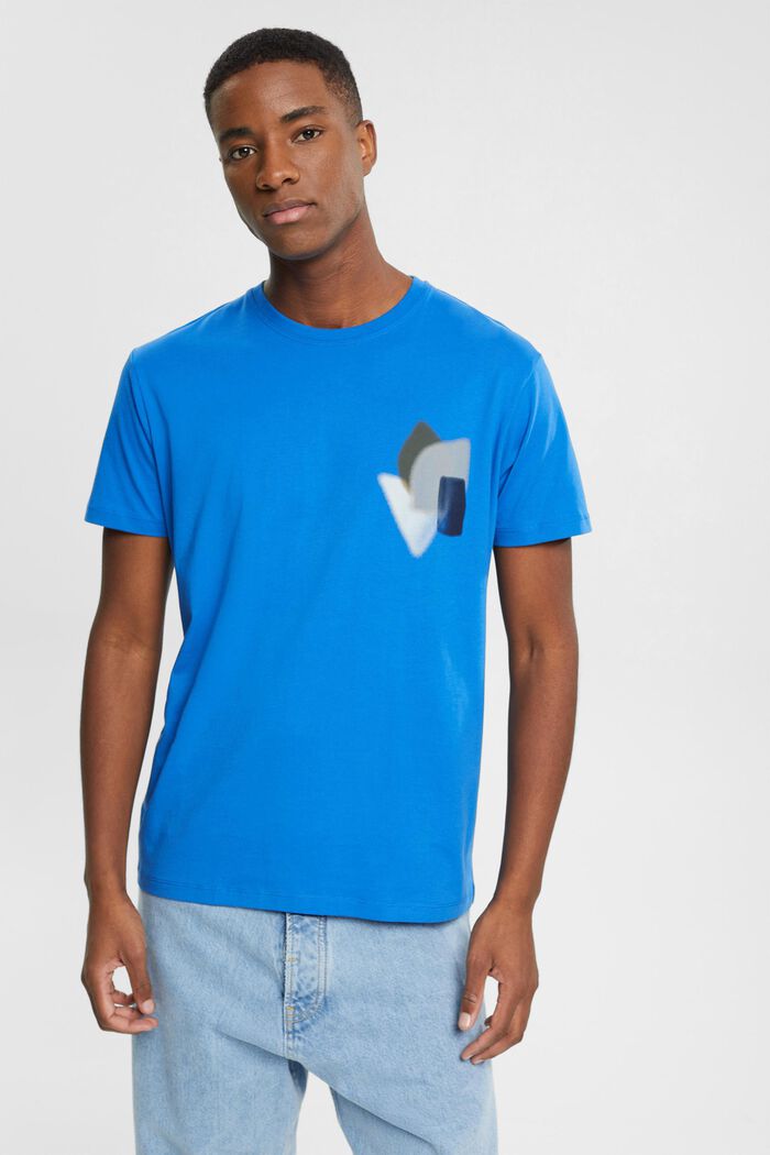 T-shirt z nadrukiem na piersi, BLUE, detail image number 0