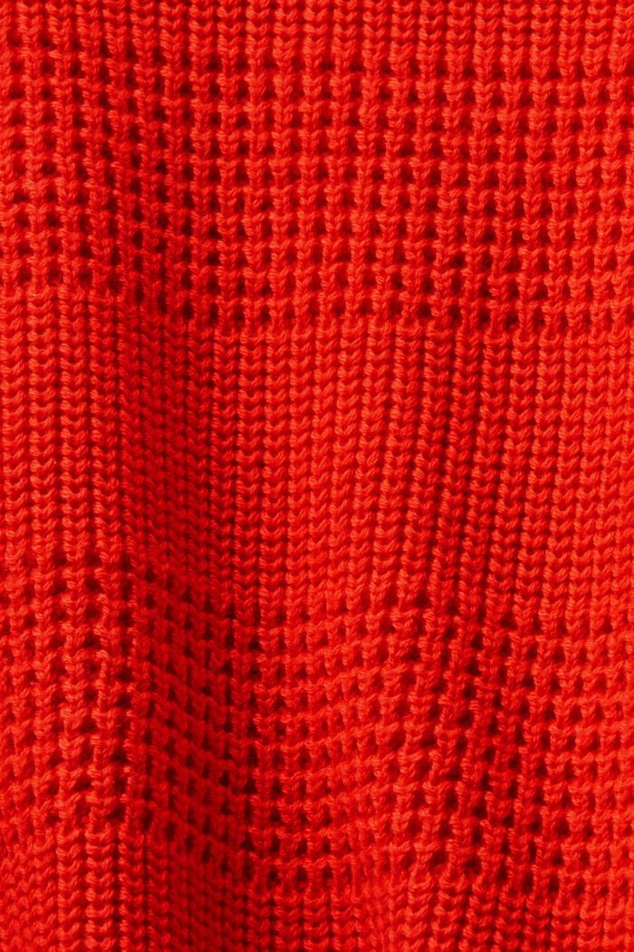 Fakturowany sweter z okrągłym dekoltem, RED, detail image number 5