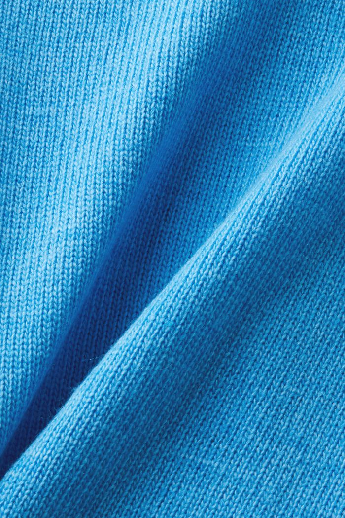 Sweter z dekoltem w serek z mieszanki wełny i kaszmiru, BLUE, detail image number 5