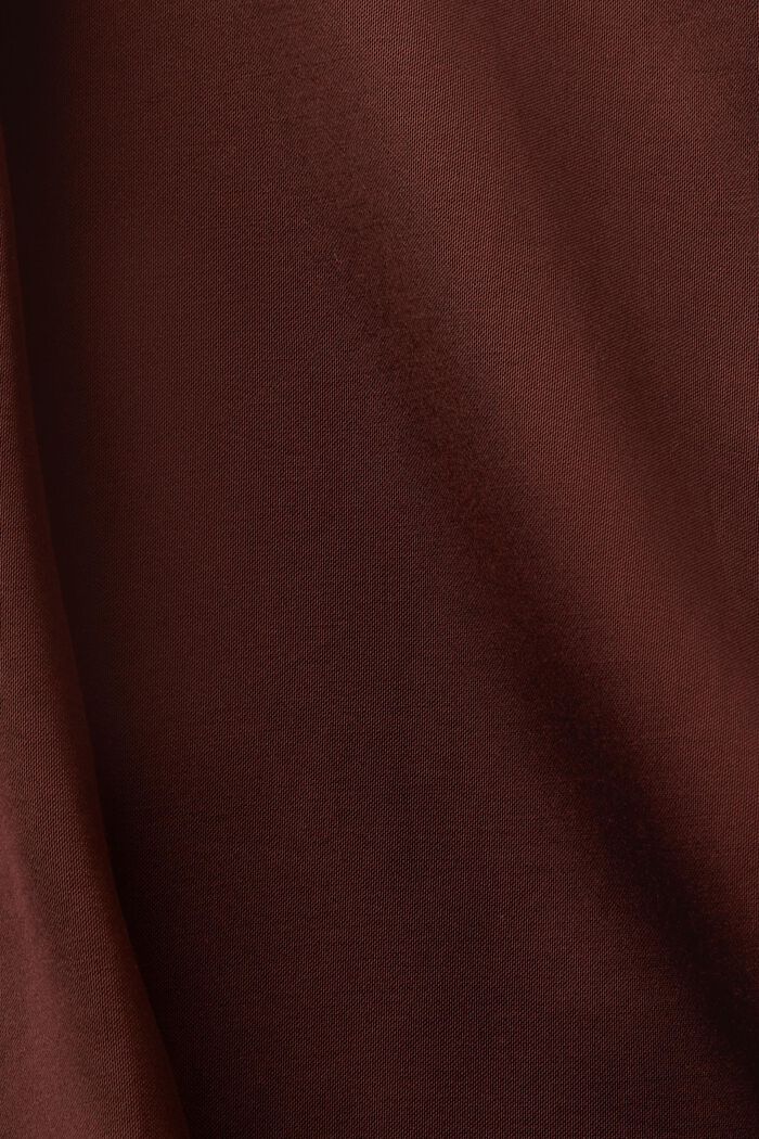 Satynowa bluzka z dekoltem w serek, BROWN, detail image number 5