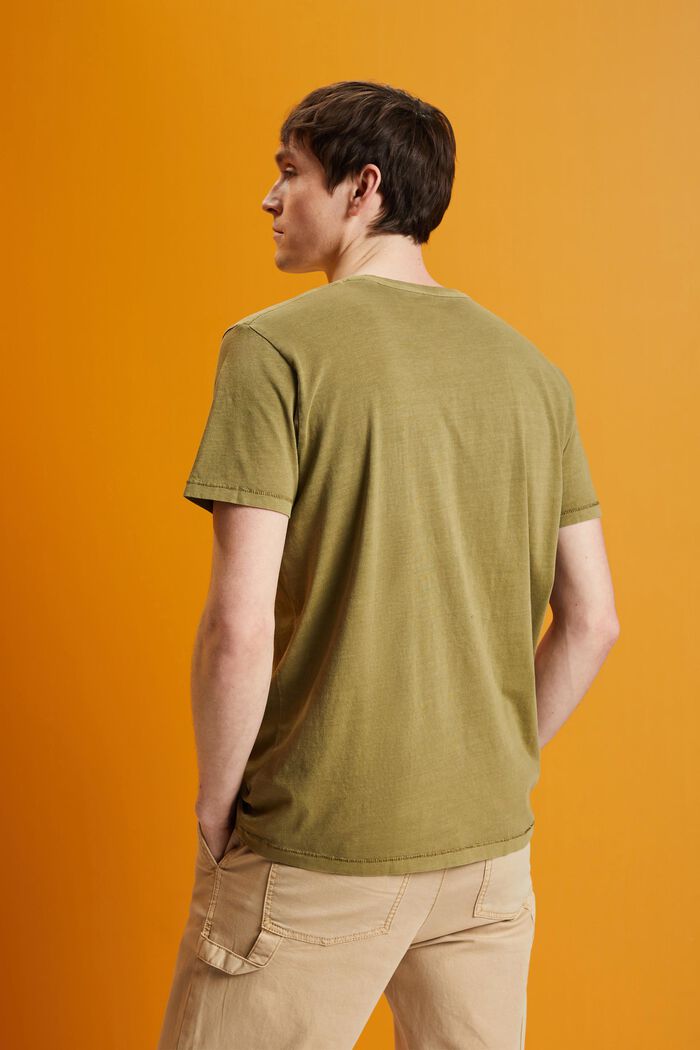 T-shirt z efektem sprania, 100% bawełny, OLIVE, detail image number 3