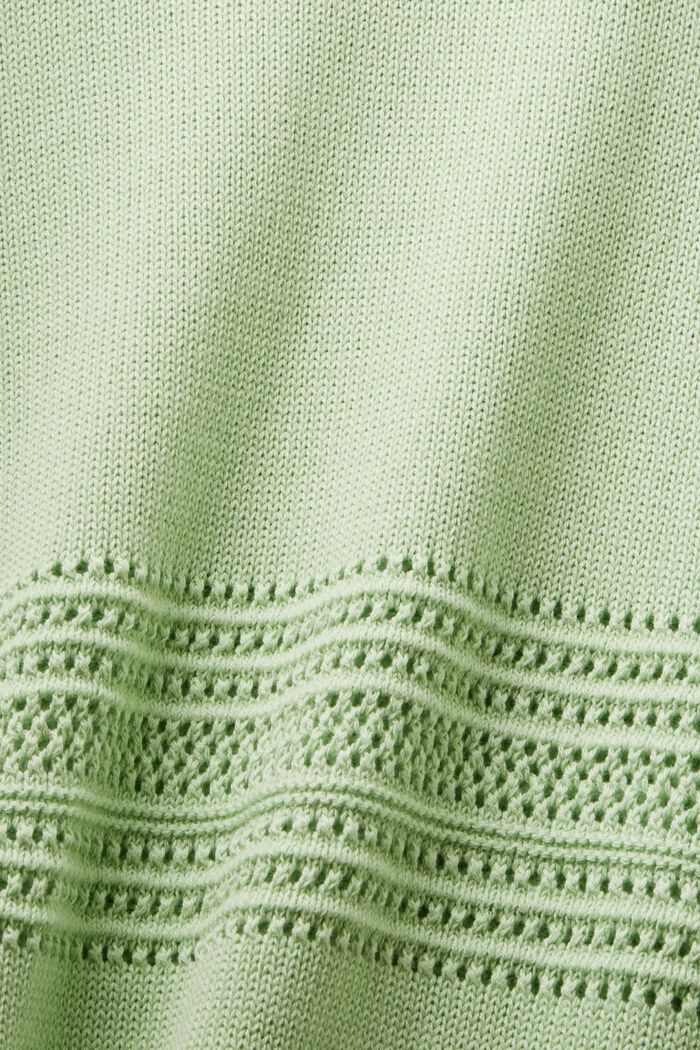 Ażurowy sweter z okrągłym dekoltem, LIGHT GREEN, detail image number 4