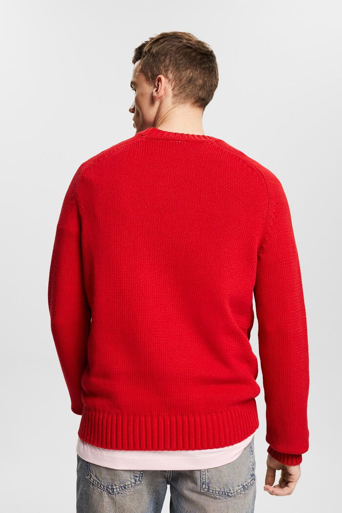 Sweter z logo z grubej dzianiny, DARK RED, detail image number 2