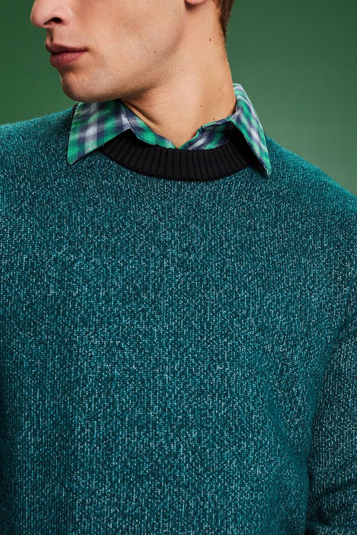 Sweter z okrągłym dekoltem z mieszanki wełnianej, EMERALD GREEN, detail image number 3