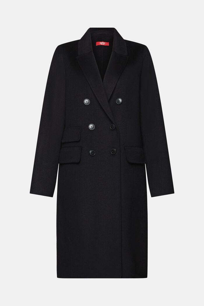 Dwurzędowy płaszcz z mieszanki wełnianej, BLACK, detail image number 6
