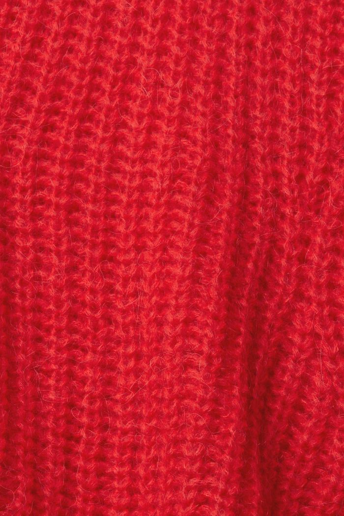 Sweter z dzianiny o grubym splocie, z wełną z alpaki, RED, detail image number 1