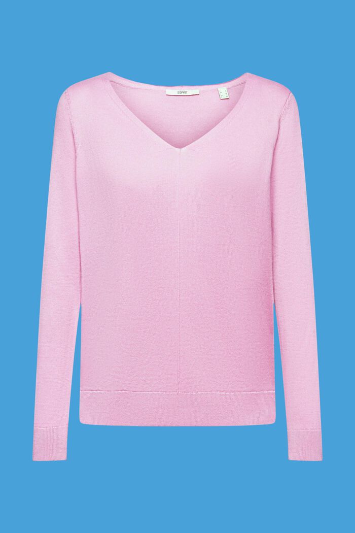 Bawełniany sweter z dekoltem w serek, LILAC, detail image number 6