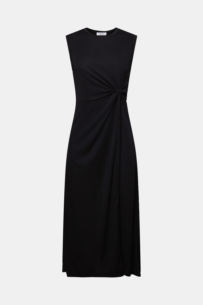 Sukienka midi z krepy z wiązaniem, BLACK, detail image number 6