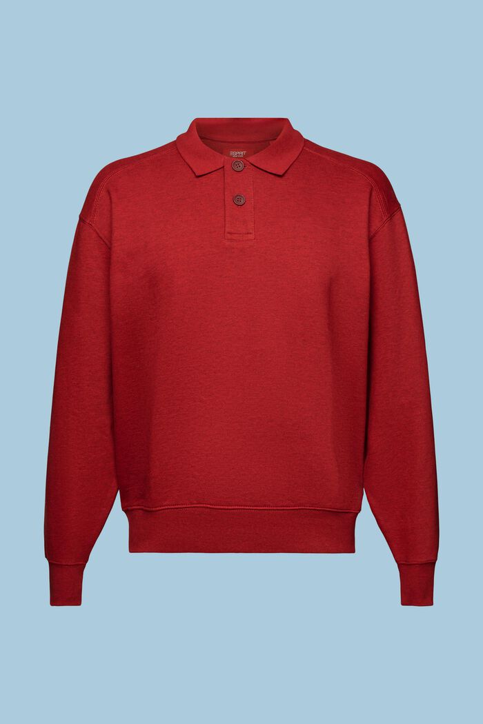 Bluza polo z długim rękawem, DARK RED, detail image number 6