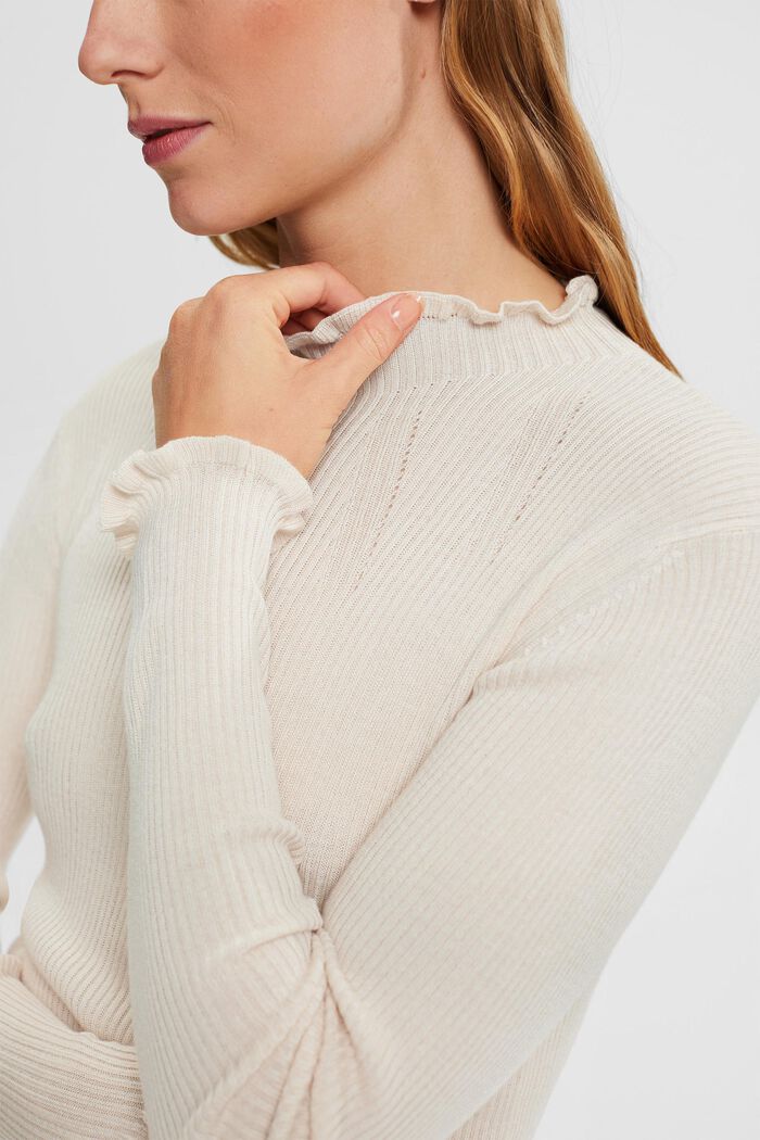 Prążkowany sweter z marszczeniem, TENCEL™, DUSTY NUDE, detail image number 0