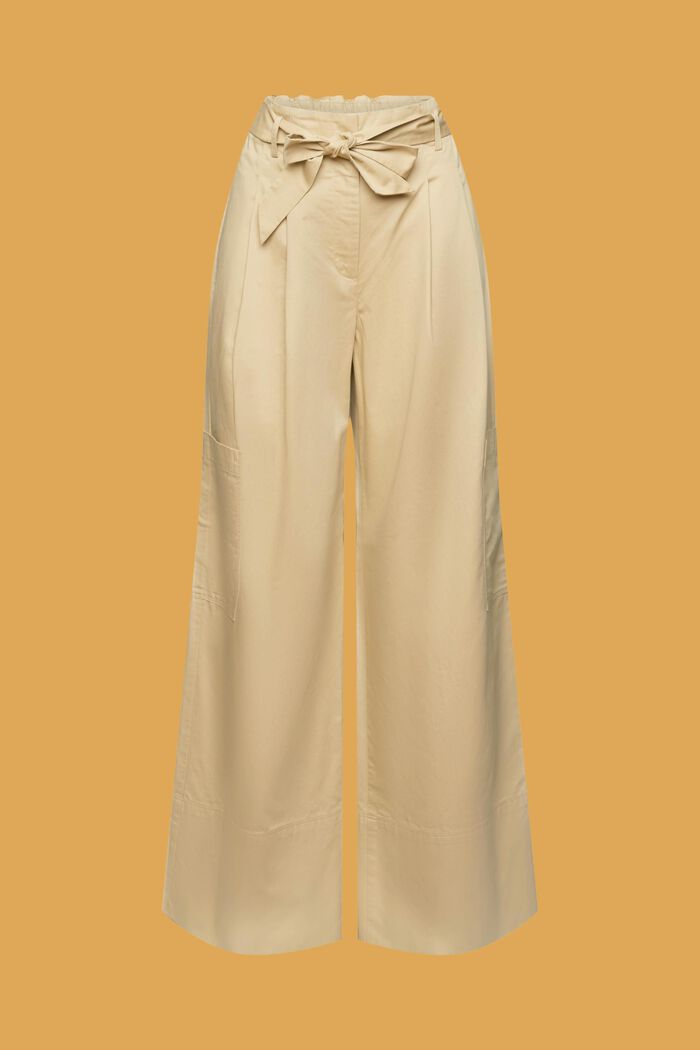 Spodnie bojówki z szerokimi nogawkami, SAND, detail image number 7