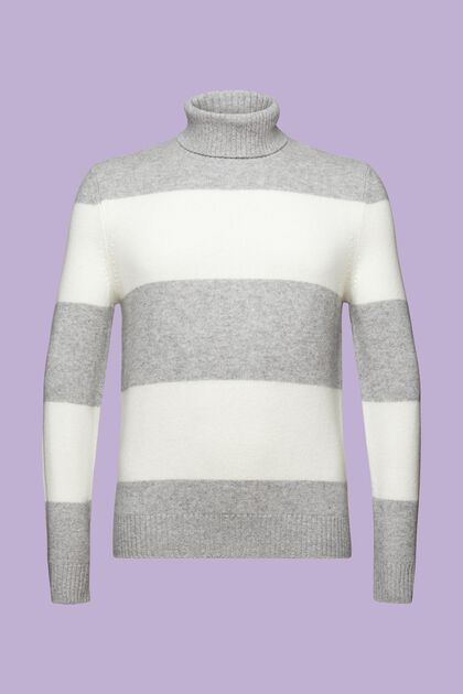 Kaszmirowy sweter z półgolfem w paski