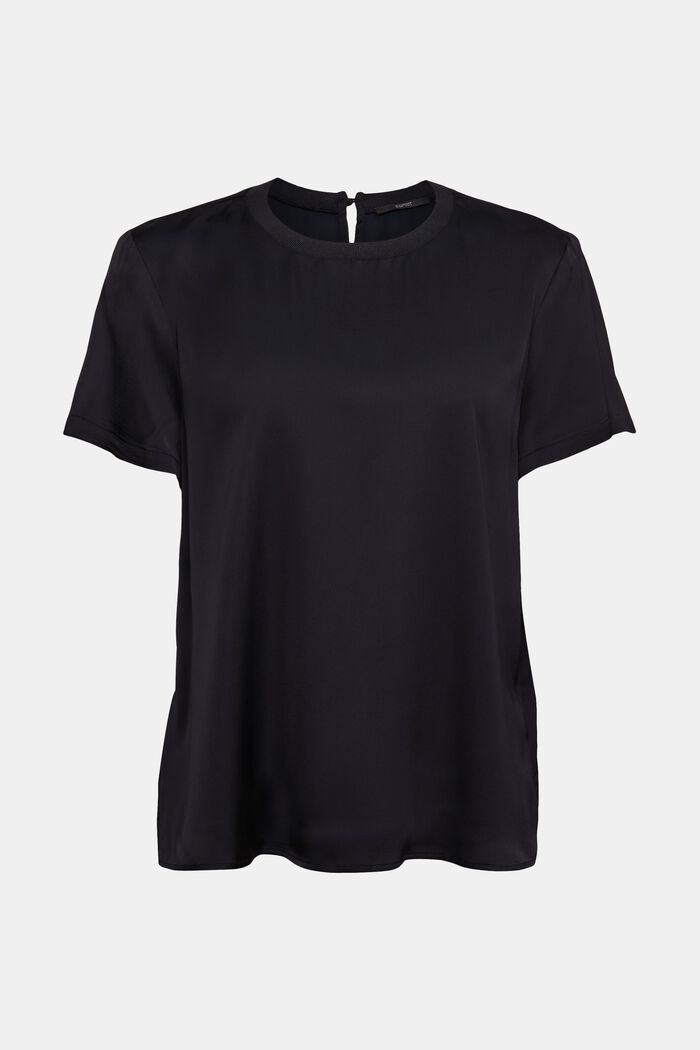 Satynowa bluzka, LENZING™ ECOVERO™, BLACK, detail image number 8