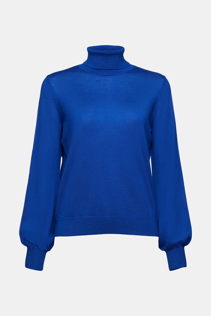 Wełniany sweter z półgolfem, BRIGHT BLUE, detail image number 6